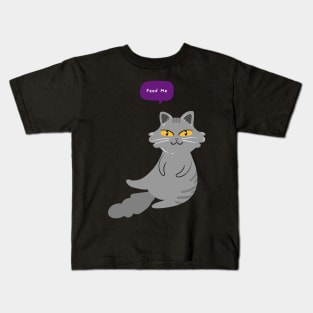 Feed Me Funny Hungry Cat Kids T-Shirt